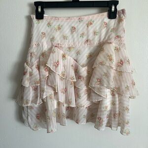 Y2K Mary Kate and Ashely Floral Ruffle Skirt - Pink